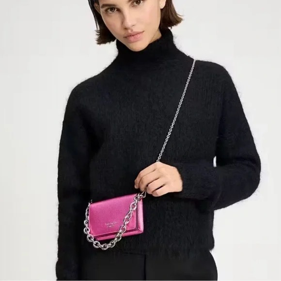 Kate Spade Bikini Pink Dual Chain Card Case Crossbody - Picture 6 of 7